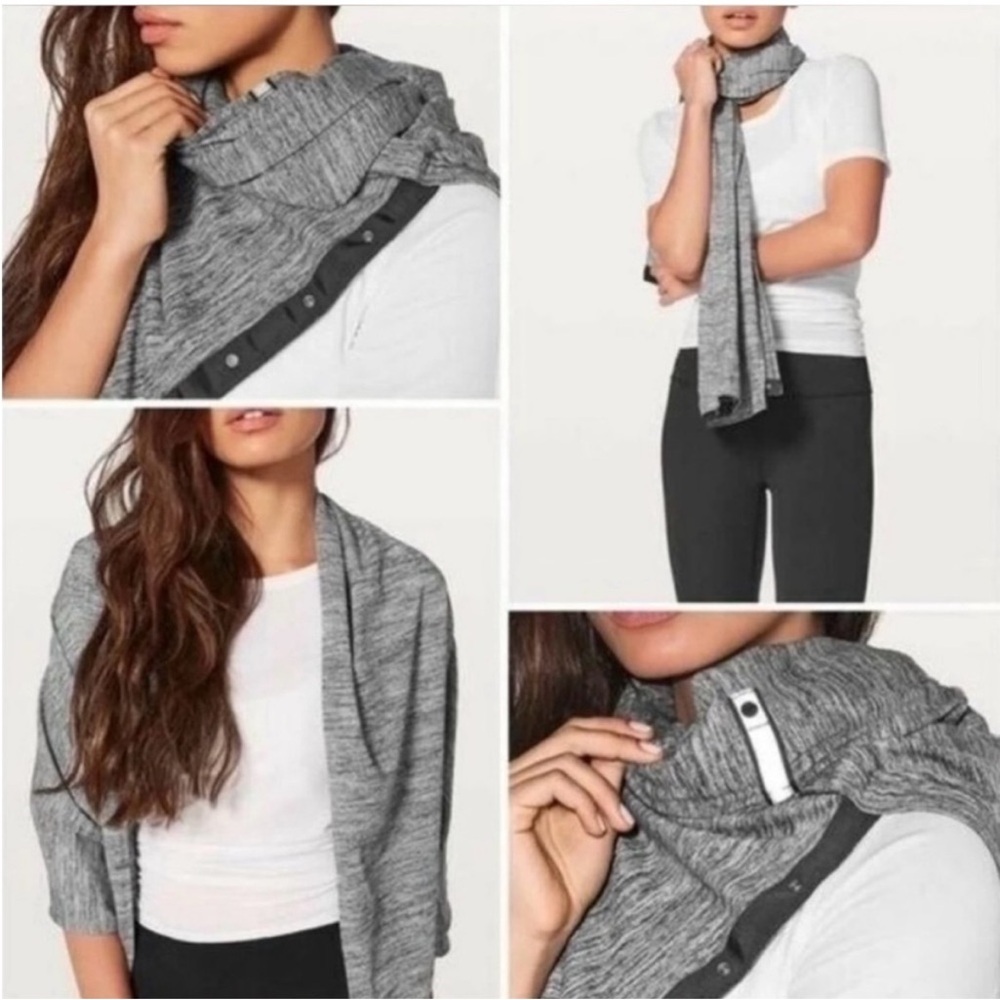 Lululemon vinyasa rulu snap convertible wrap scarf. Light gray/lavender